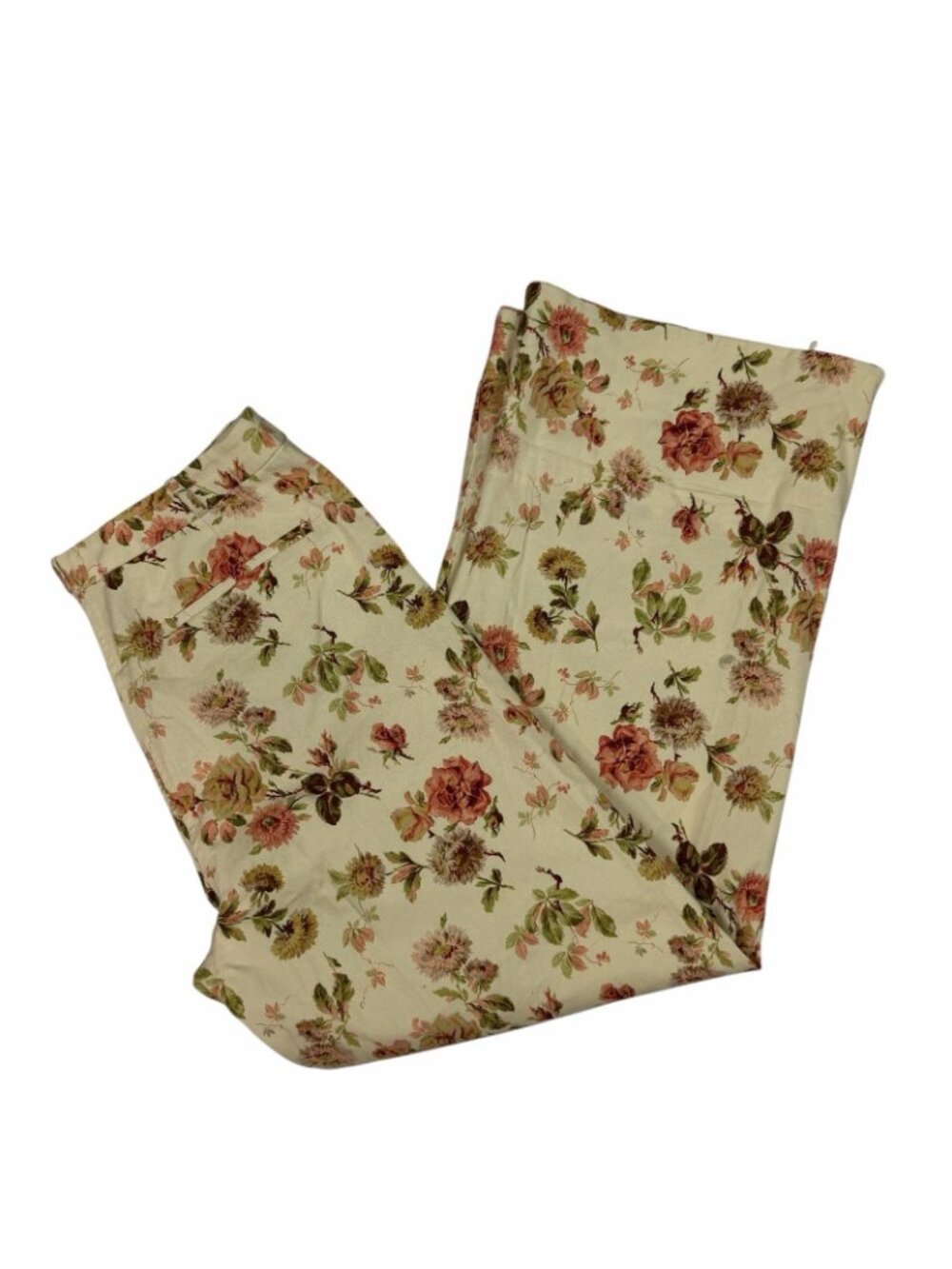 Tuckernuck Florence Pants Size 14 Romantic Floral Bouquet Convertible Cuffed Hem - Picture 4 of 11